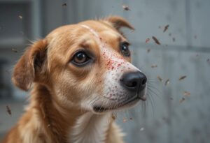 A dog infected with fleas