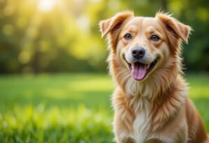 A dog with shiny, healthy fur