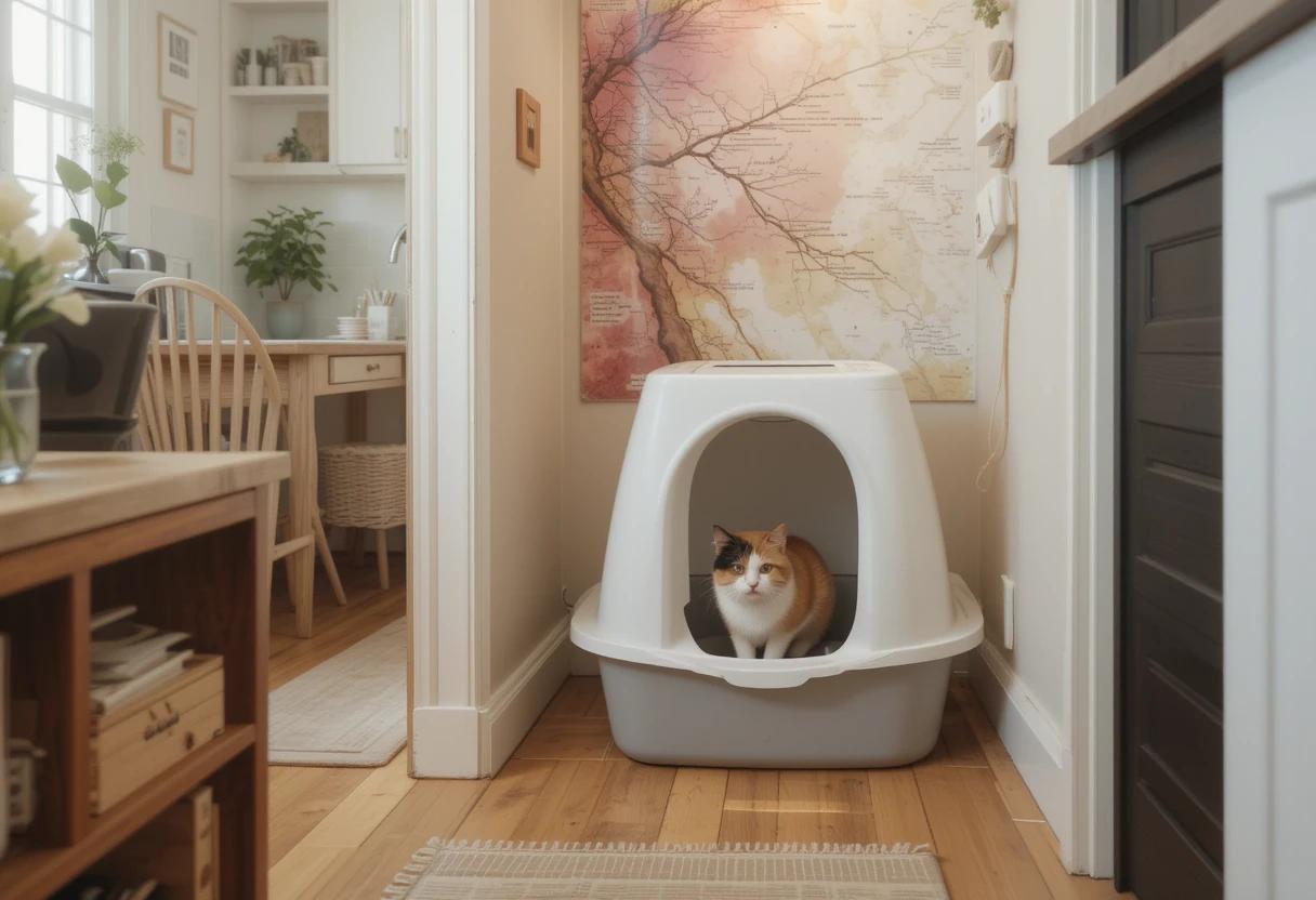 A-small-apartment-with-a-cat-litter-box-in-the-corner