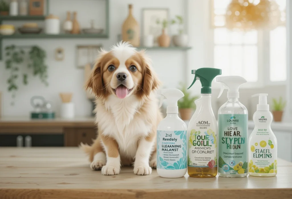 dog sitting with eco friendly pet safe home cleaners